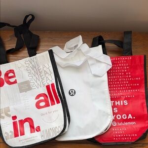 lululemon athletica Red, White, and Black Small Tote Bags